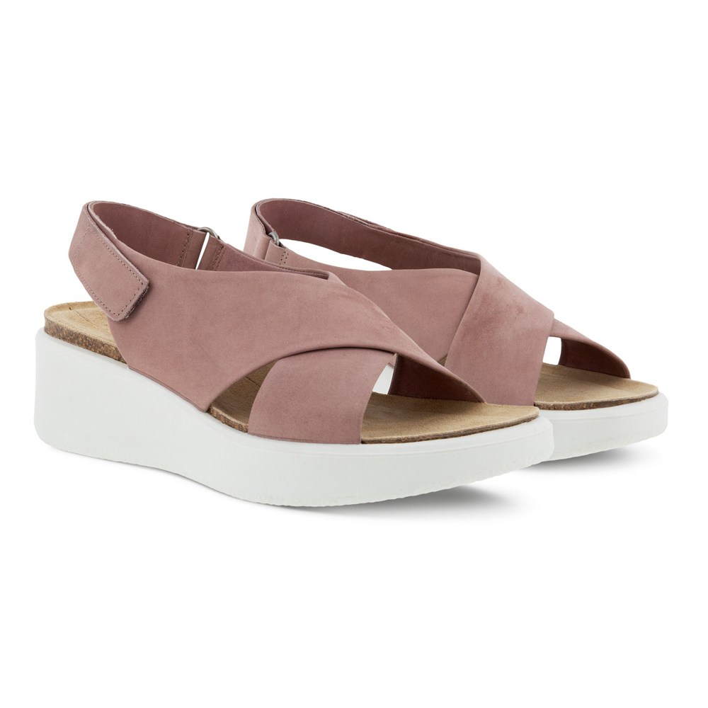 Sandalias Mujer - ECCO Flowt Wedge Cork - Rosas - FKZ658413